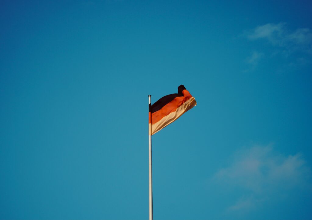 The German flag waving in the air
